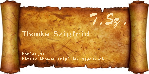 Thomka Szigfrid névjegykártya